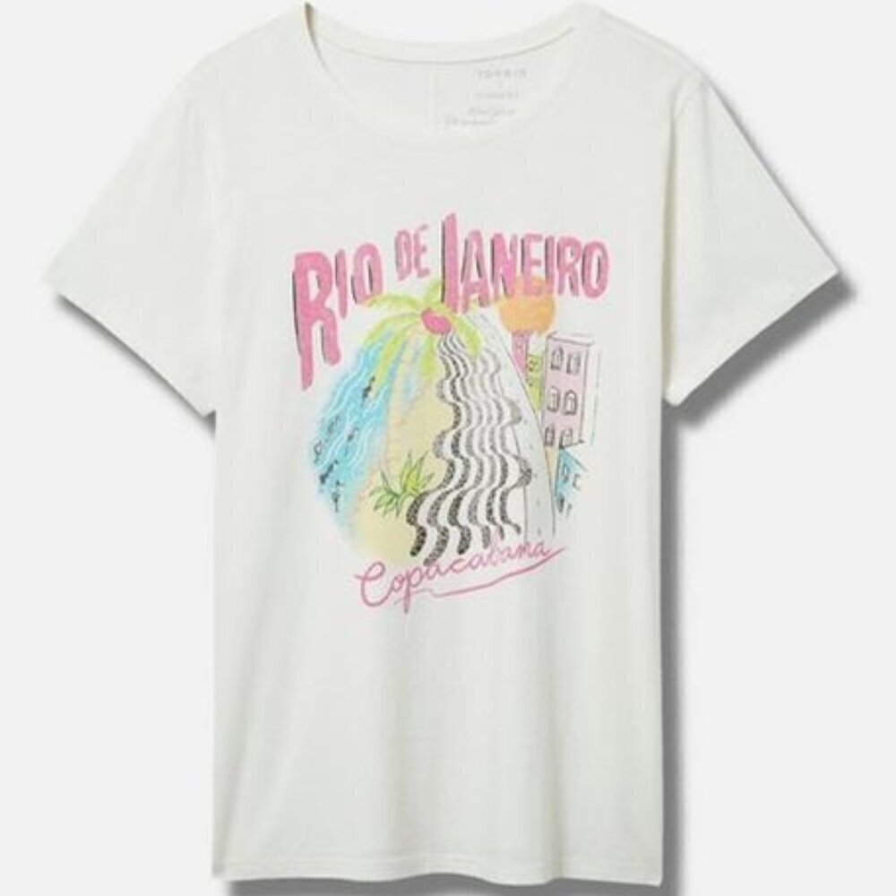 Torrid - Rio Classic Fit Heritage Jersey Crew Tee in Blanc De Blanc
